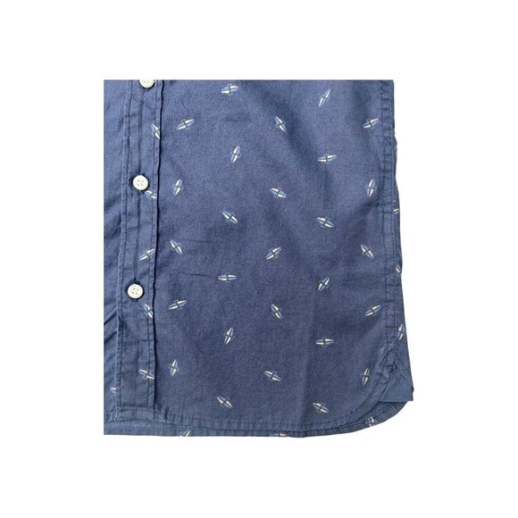 Quiksilver Boys Navy Blue Cotton Short Sleeve Surfboard Printed Button Up Shirt - Picture 6 of 6